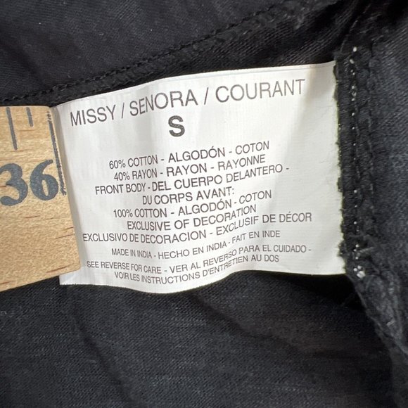 Nine West Jeans Womens Top Small Black Roll Tab Sleeve Tunic NWT - Picture 14 of 14